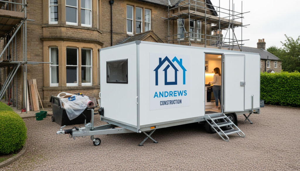 A trade temporary kitchen hire with a white label logo added